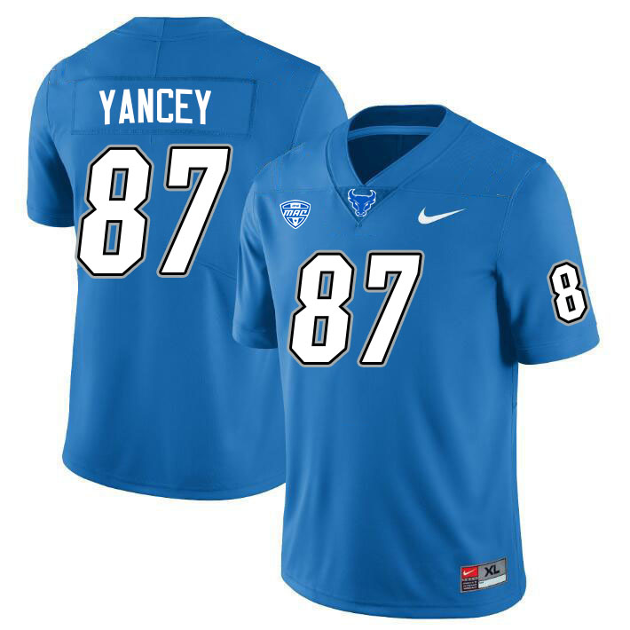 Buffalo Bulls #87 Jeremy Yancey College Football Jerseys Stitched Sale-Blue